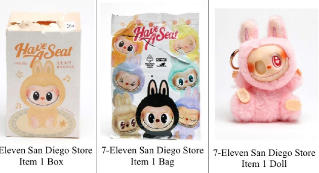 美国7-11销售的LABUBU玩偶的假冒版本